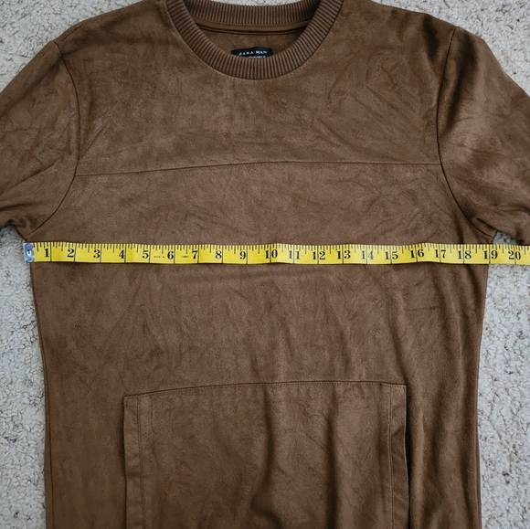 Zara Man Brown Large Pocket Sweater Size Medium Crewneck Pullover - Picture 6 of 9